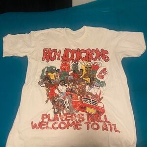 Addiction Graphic Tee - White with Red and Green Accents